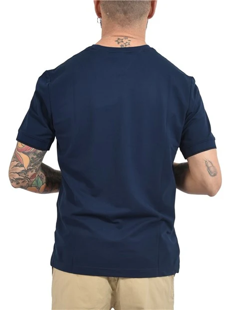 T-SHIRT MANICA CORTA IN COTONE  CON DETTAGLI A CONTRASTO UOMO BLU
