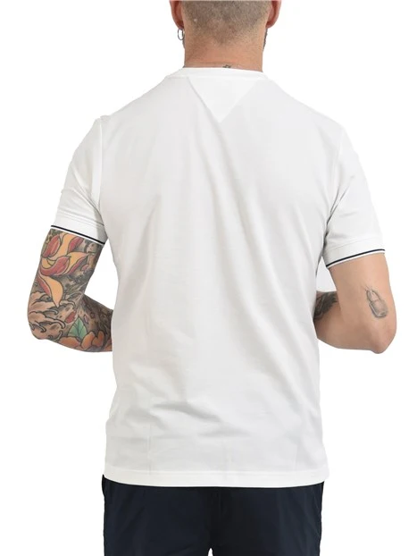 T-SHIRT MANICA CORTA IN COTONE  CON DETTAGLI A CONTRASTO UOMO BIANCO
