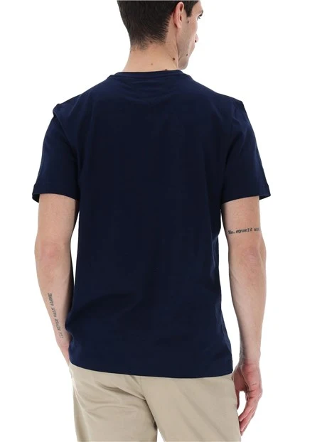 T-SHIRT IN JESERY DI PURO COTONE CON BANDIERINA RICAMATA UOMO BLU
