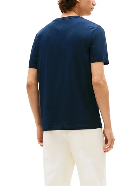 T-SHIRT MANICA CORTA CON GIROCOLLO A COSTINE E STAMPA UOMO BLU