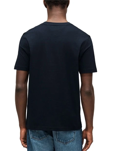 T-SHIRT MANICA CORTA IN JERSEY DI COTONE CON LOGO E GIROCOLLO A COSTINE UOMO BLU