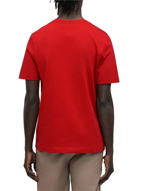T-SHIRT MANICA CORTA IN JERSEY DI COTONE CON LOGO E GIROCOLLO A COSTINE UOMO ROSSO