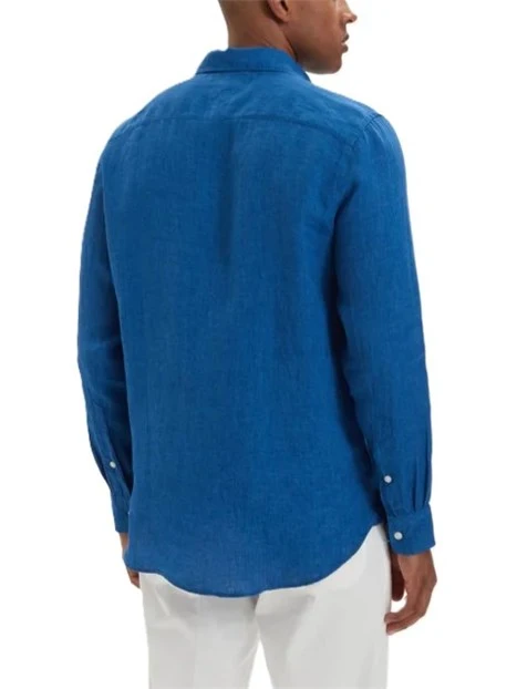 CAMICIA CASUAL IN PURO LINO CON DETTAGLIO RICAMATO UOMO  BLU CHIARO