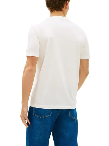 T-SHIRT MANICA CORTA IN JERSEY DI COTONE CON MONOGRAMMA RICAMATO UOMO BIANCO