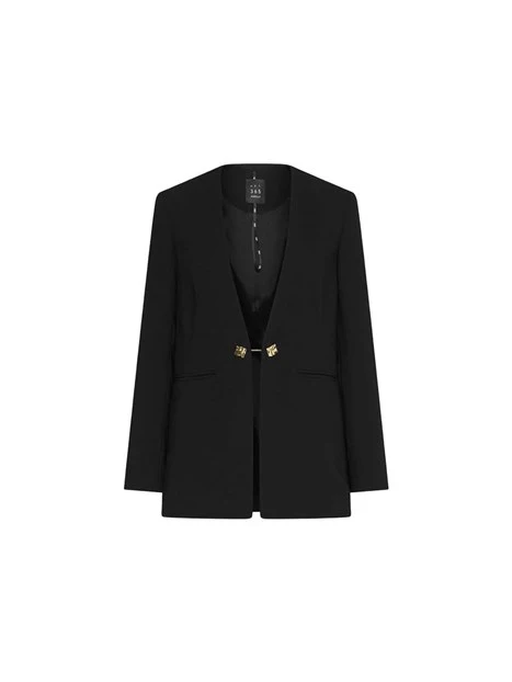 BLAZER MONOPETTO CON CHIUSURA GIOIELLO DONNA NERO