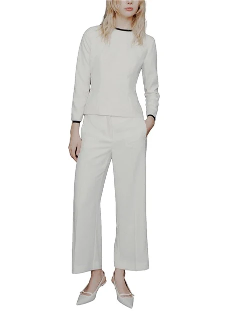 BLUSA CON SCOLLO POSTERIORE E FIOCCO DONNA BIANCO