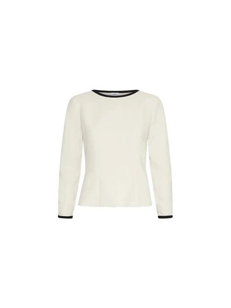 BLUSA CON SCOLLO POSTERIORE E FIOCCO DONNA BIANCO