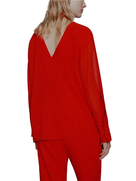 BLUSA IN GEORGETTE CON SCIARPINA DOLCEVITA DONNA ROSSO