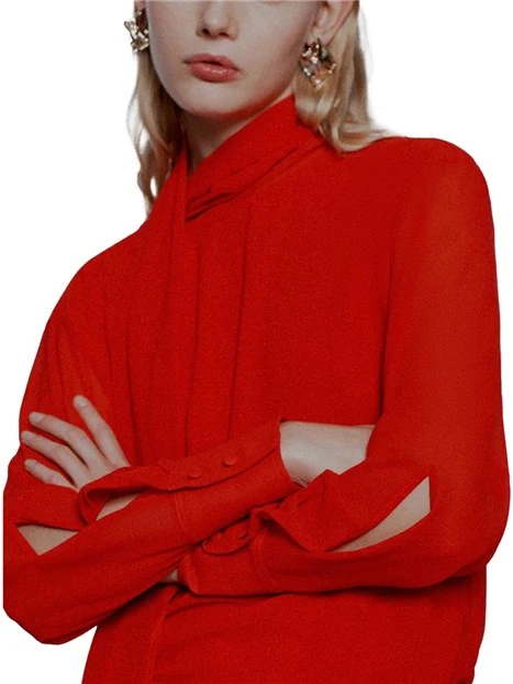 BLUSA IN GEORGETTE CON SCIARPINA DOLCEVITA DONNA ROSSO