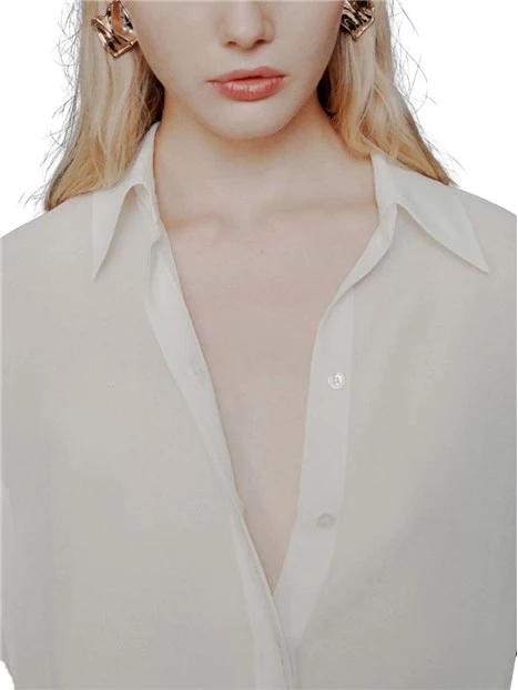 CAMICIA CON SEMI TRASPARENZA DONNA BIANCO