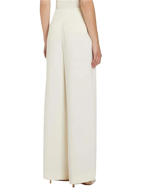 PANTALONI PALAZZO CON CHIUSURA ZIP LATERALE DONNA BIANCO