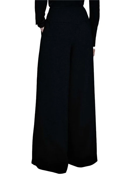 PANTALONI PALAZZO CON CHIUSURA ZIP LATERALE DONNA NERO