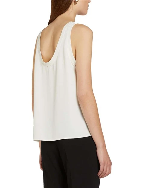 TOP SMANICATO SPALLINE SOTTILI DONNA BIANCO