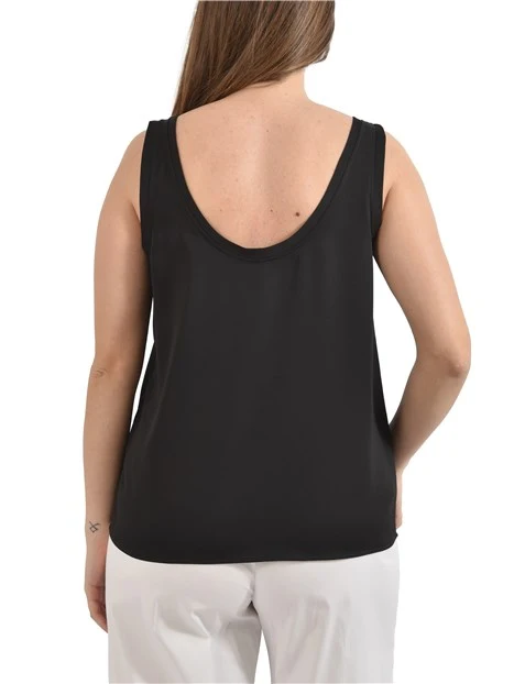 TOP SMANICATO SPALLINE SOTTILI DONNA NERO