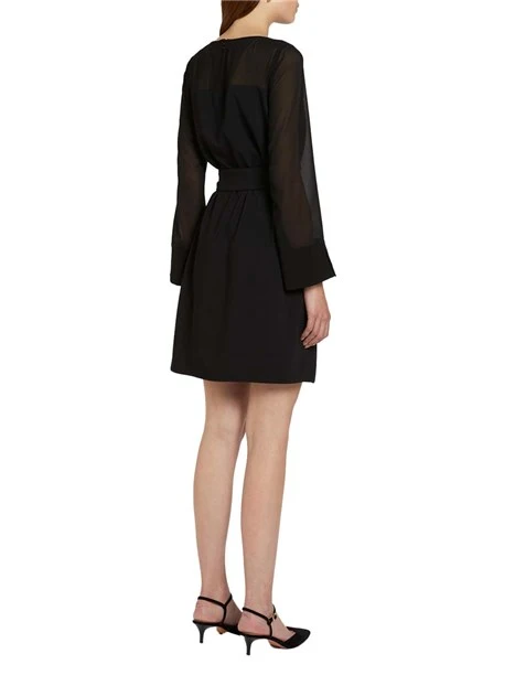 VESTITO CORTO MANICHE IN GEORGETTE DONNA NERO