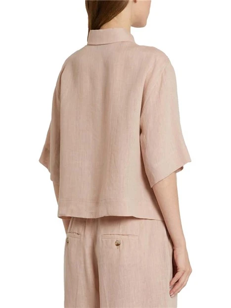 CAMICIA A MANICA CORTA CON STRASS DONNA ROSA