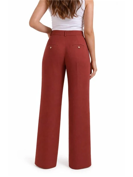 PANTALONI PALAZZO CON TASCHE POSTERIORI DONNE  ROSSO