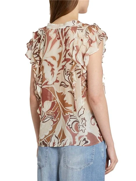 TOP SMANICATO CON SCOLLO A V DONNA ROSSO