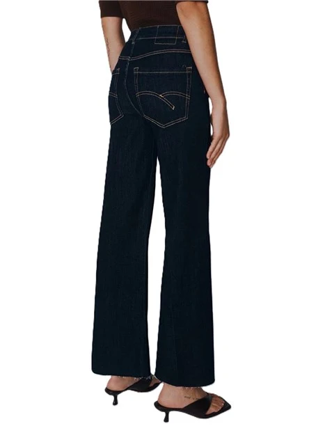 PANTALONE CROPPED CON PIEGA STIRATA DONNA BLU SCURO