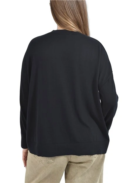 MAGLIA GIROCOLLO IN LYOCELL CON SPACCHI E SPALLA SCESA  DONNA BLU