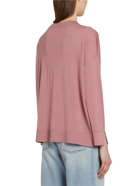 MAGLIA GIROCOLLO IN LYOCELL CON SPACCHI DONNA ROSA