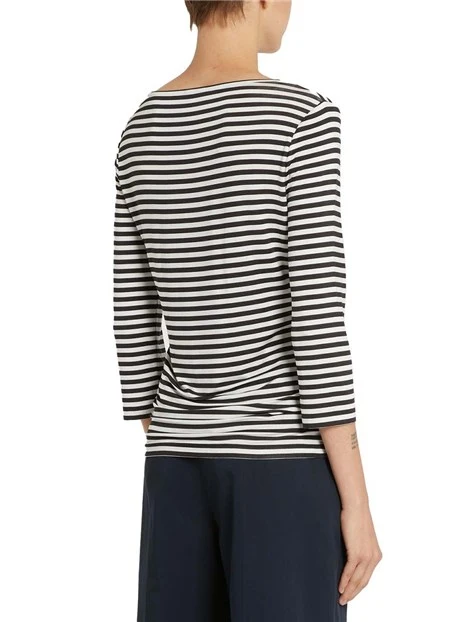 T-SHIRT MANICA LUNGA FANTASIA A RIGHE DONNA BIANCO