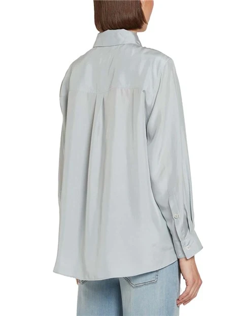 CAMICIA  IN SETA CON COLLO A CAMICIA DONNA AZZURRO