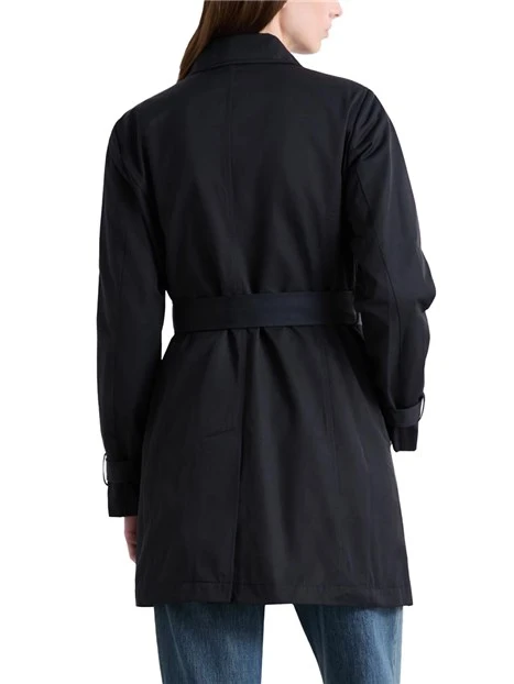 TRENCH IN COTONE TECNICO CON CINTURA DONNA BLU