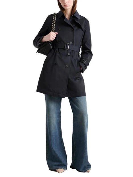 TRENCH IN COTONE TECNICO CON CINTURA DONNA BLU