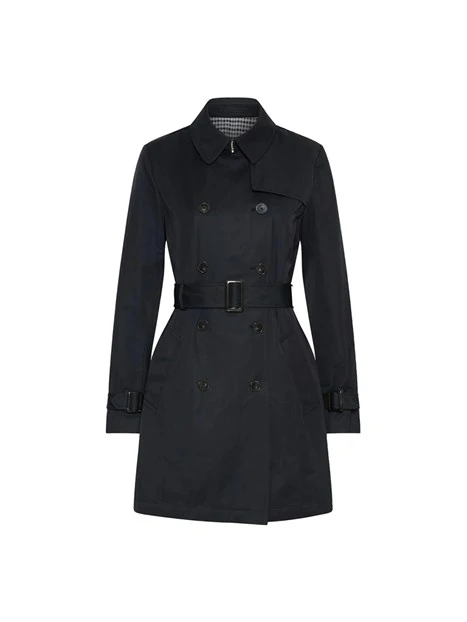 TRENCH IN COTONE TECNICO CON CINTURA DONNA BLU