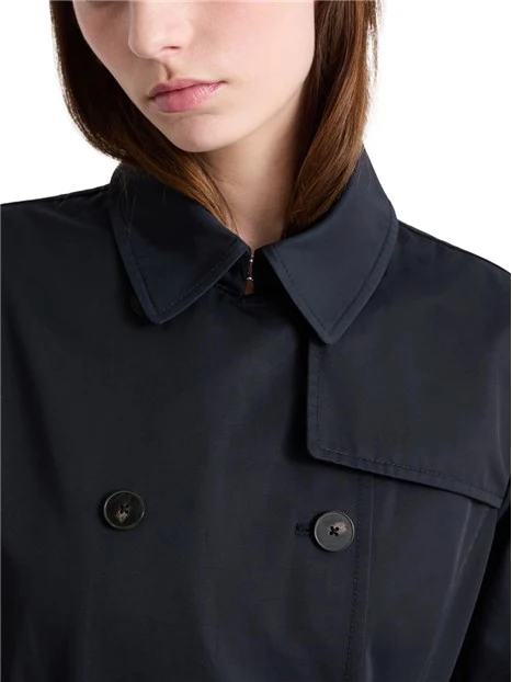 TRENCH IN COTONE TECNICO CON CINTURA DONNA BLU