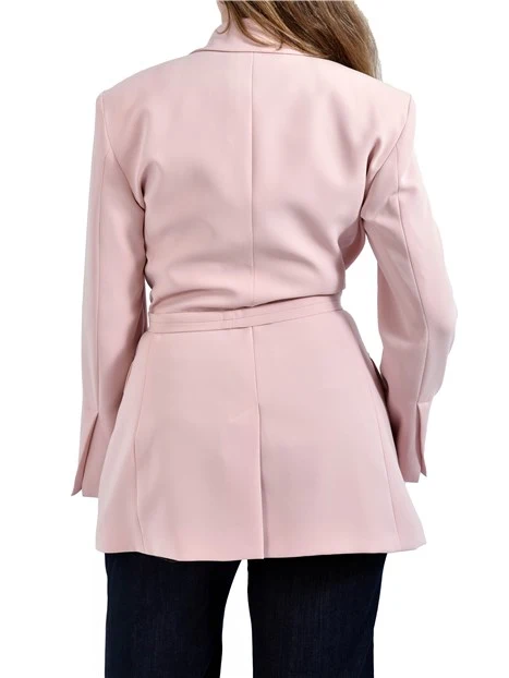 GIACCA BLAZER CON SPALLE IMBOTTITE E CINTURA DONNA ROSA