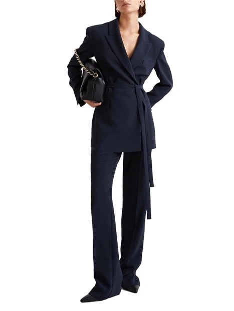 GIACCA CORTA CON SCOLLO REVERSE E CINTURA DONNA BLU