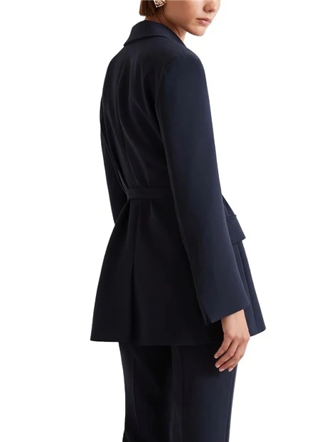 GIACCA BLAZER CON SPALLE IMBOTTITE E CINTURA DONNA BLU