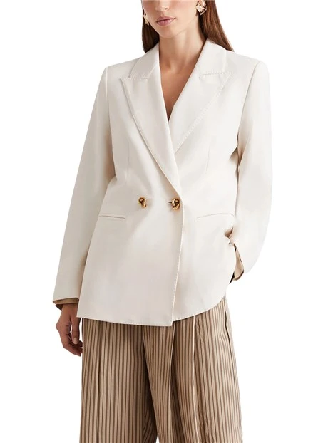 BLAZER CON SCOLLO A REVER E BOTTONI METALLICI DONNA BIANCO