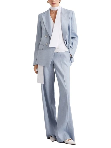 BLAZER IN MISTO LINO DOPPIOPETTO DONNA AZZURRO