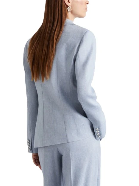 BLAZER IN MISTO LINO DOPPIOPETTO DONNA AZZURRO