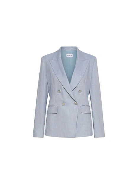 BLAZER IN MISTO LINO DOPPIOPETTO DONNA AZZURRO