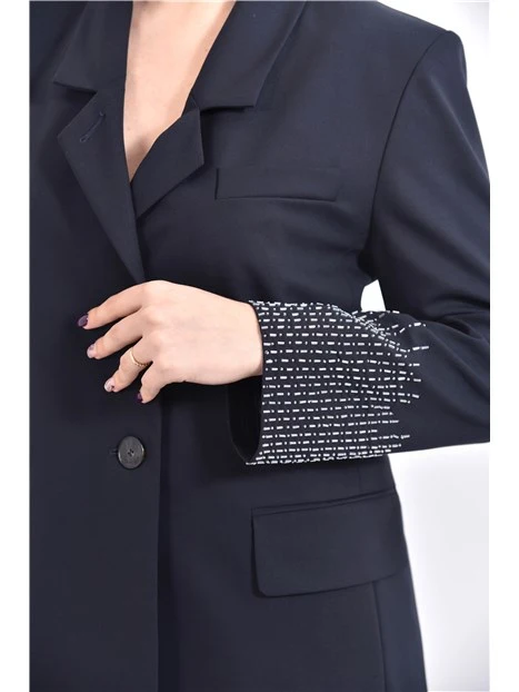 GIACCA BLAZER  MONOPETTO CON CHIUSURA A UN BOTTONE DONNA BLU