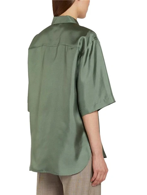 CAMICIA MANICA CORTA CON COLLO A PUNTA DONNA VERDE