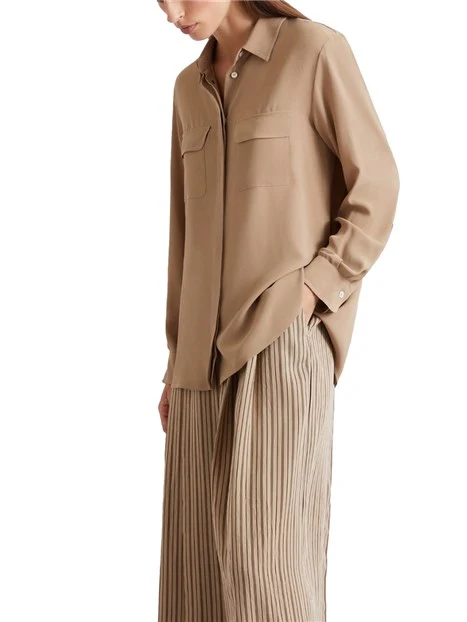 CAMICIA CON TASCHE FRONTALI DONNA BEIGE