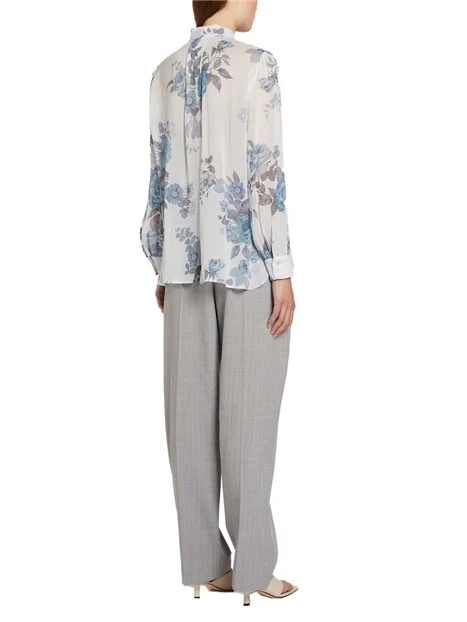 CAMICIA CON STAMPA FIORATA DONNA AZZURRO