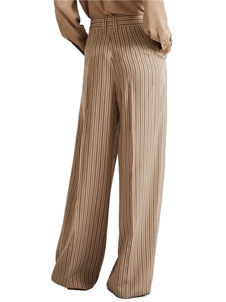 PANTALONI PALAZZO CON CHIUSURA A BOTTONE DONNA MARRONE