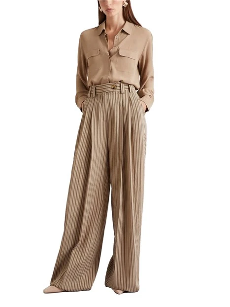 PANTALONI PALAZZO CON CHIUSURA A BOTTONE DONNA MARRONE