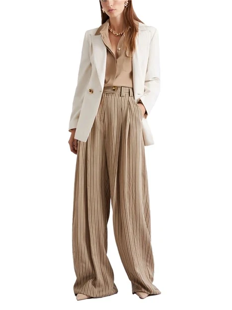 PANTALONI PALAZZO CON CHIUSURA A BOTTONE DONNA MARRONE