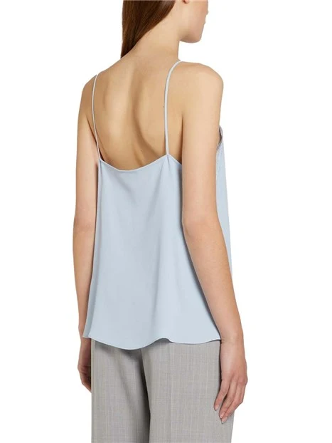 TOP CON PIZZO CON SCOLLO A V DONNA AZZURRO