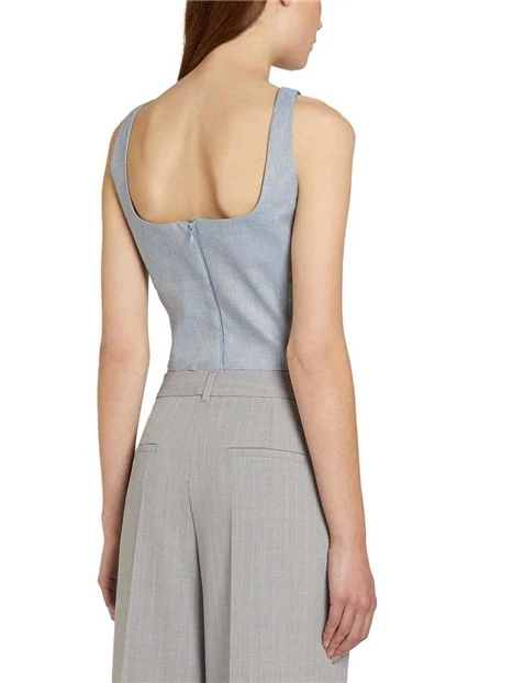 TOP CROP CON CRISTALLI RICAMATI DONNA AZZURRO