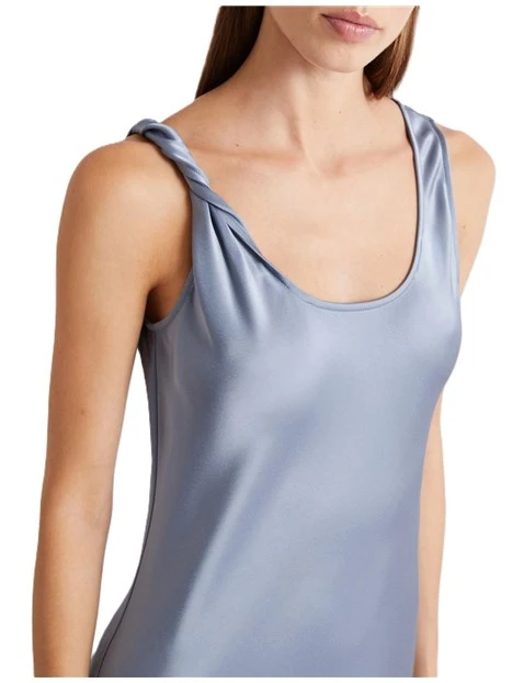 VESTITO LUNGO SATIN DONNA AZZURRO