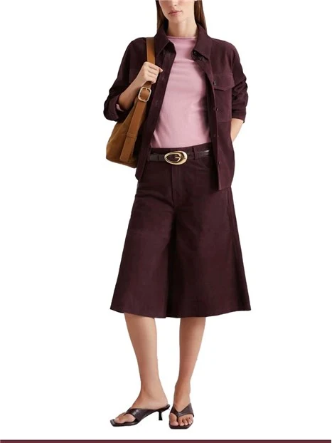 GIACCA IN PELLE CORTA SCAMOSCIATA DONNA BORDEAUX