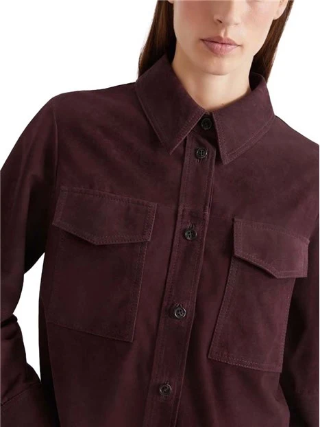 GIACCA IN PELLE CORTA SCAMOSCIATA DONNA BORDEAUX